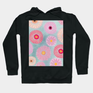 Tender pink gerberas pattern with background Hoodie